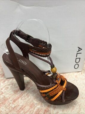 ALDO Brown and Orange Braided Platform High Heels